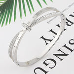 Cross Roman Numerals Stainless Steel Crystal Bangle