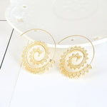 Ethnic Round Spiral Drop Earrings