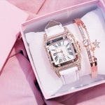 Square Diamond Bracelet Watches Set