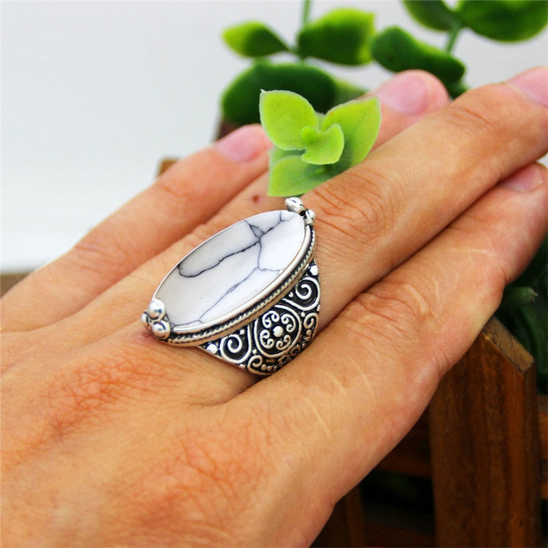 Antique Natural Oval Stone Ring