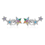 Authentic 925 Sterling Silver Sparkling Little Star Stackable Star Stud Earrings