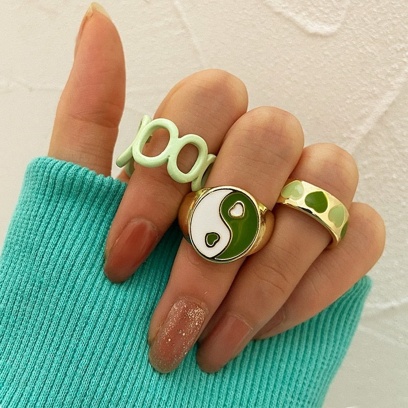 Cute Butterfly Heart Ring Set