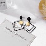 Black Cute Acrylic Geometric Drop Earrings