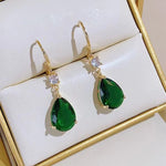 Shiny Green Rhinestone Pendant Earrings