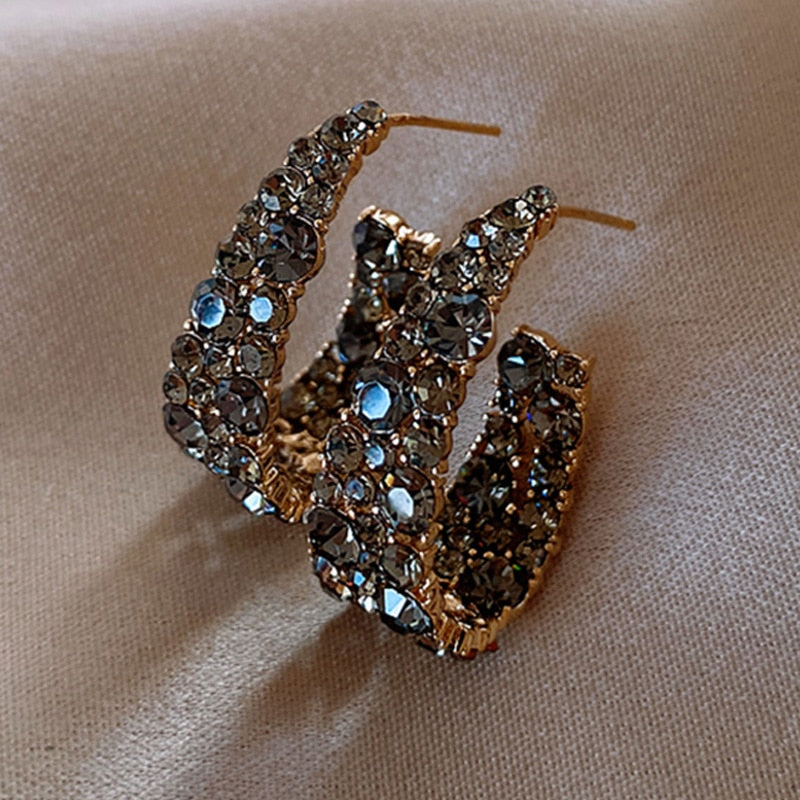 Rhinestone Pearl Stud Earrings