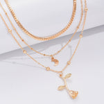 Bohemia Multilayer Moon Gold Color Pendant Necklace