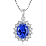 925 Silver Chain Ocean Blue Crystal Pendant Necklace