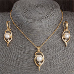 Gold Color Simulated Pearl Jewelry Set