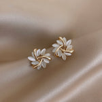 White Flower Stud Earrings