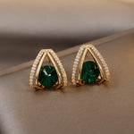 Shiny Green Rhinestone Pendant Earrings