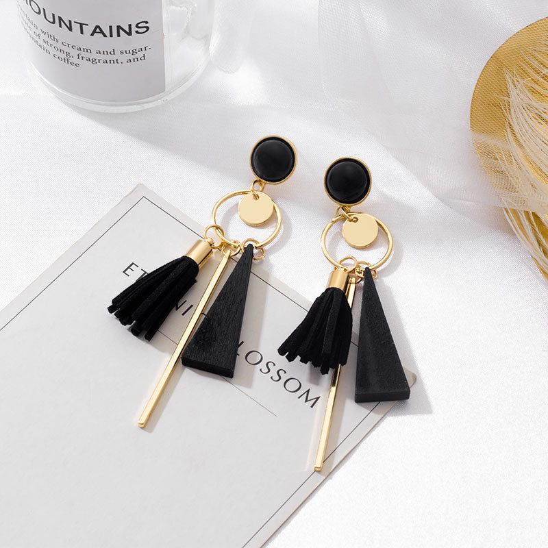 Black Cute Acrylic Geometric Drop Earrings