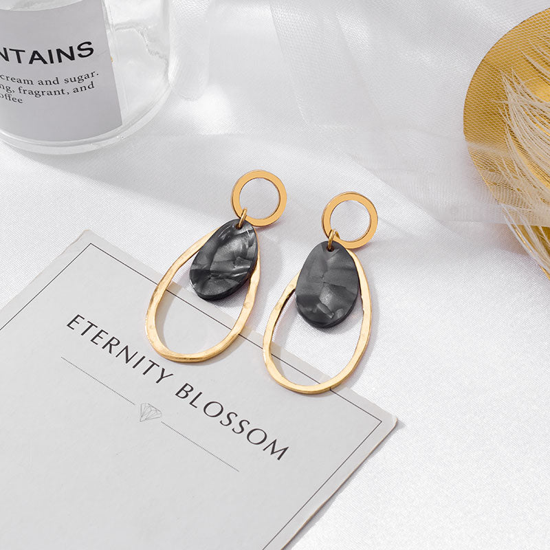 Black Cute Acrylic Geometric Drop Earrings