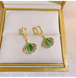 Shiny Green Rhinestone Pendant Earrings