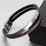 Simple Style Black Genuine Leather Bracelet