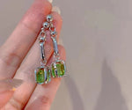 Shiny Green Rhinestone Pendant Earrings