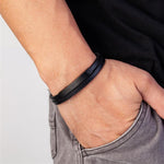 Simple Style Black Genuine Leather Bracelet