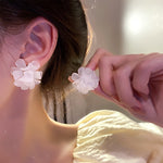 White Flower Stud Earrings