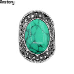 Vintage Hollow Flower Oval Stone Ring