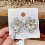 White Flower Stud Earrings