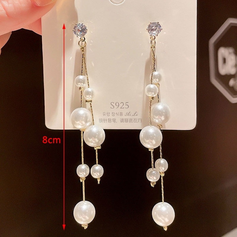 White Theme Drop Earrings