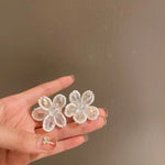 White Flower Stud Earrings