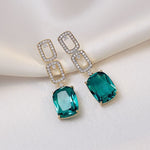 Shiny Green Rhinestone Pendant Earrings