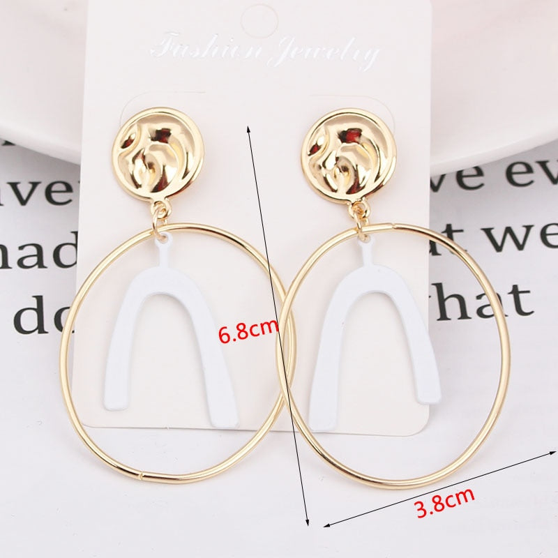 White Theme Drop Earrings