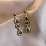 Bridal Exquisite Emerald Green Geometric Earring And Necklace Set