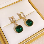 Shiny Green Rhinestone Pendant Earrings