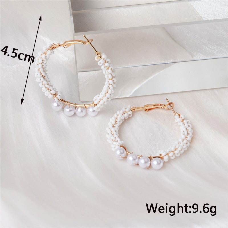 White Theme Drop Earrings