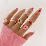 Cute Butterfly Heart Ring Set