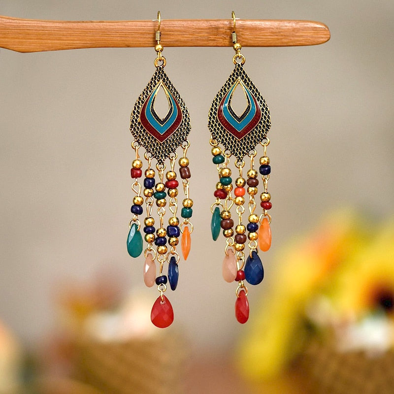 Bohemian Ethnic Fringed Tassel Earrings