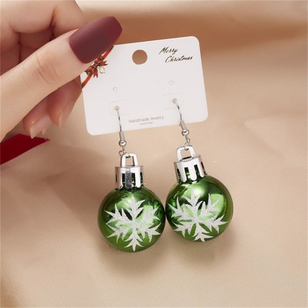 Resin Snowflake Star Light Ball Christmas Earrings