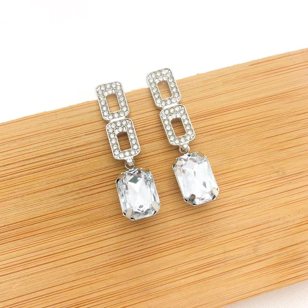 Shiny Green Rhinestone Pendant Earrings