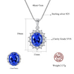 925 Silver Chain Ocean Blue Crystal Pendant Necklace