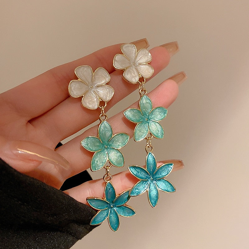 White Flower Stud Earrings