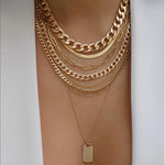 Bohemia Multilayer Moon Gold Color Pendant Necklace