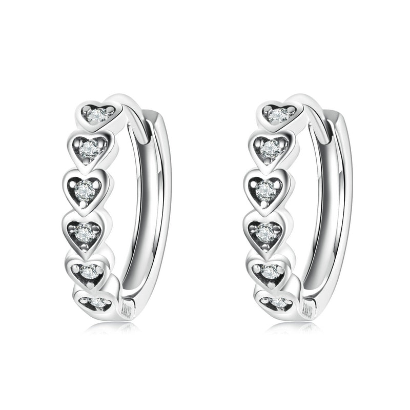 Heart-Shaped 925 Sterling Silver Rainbow Zircon Earrings