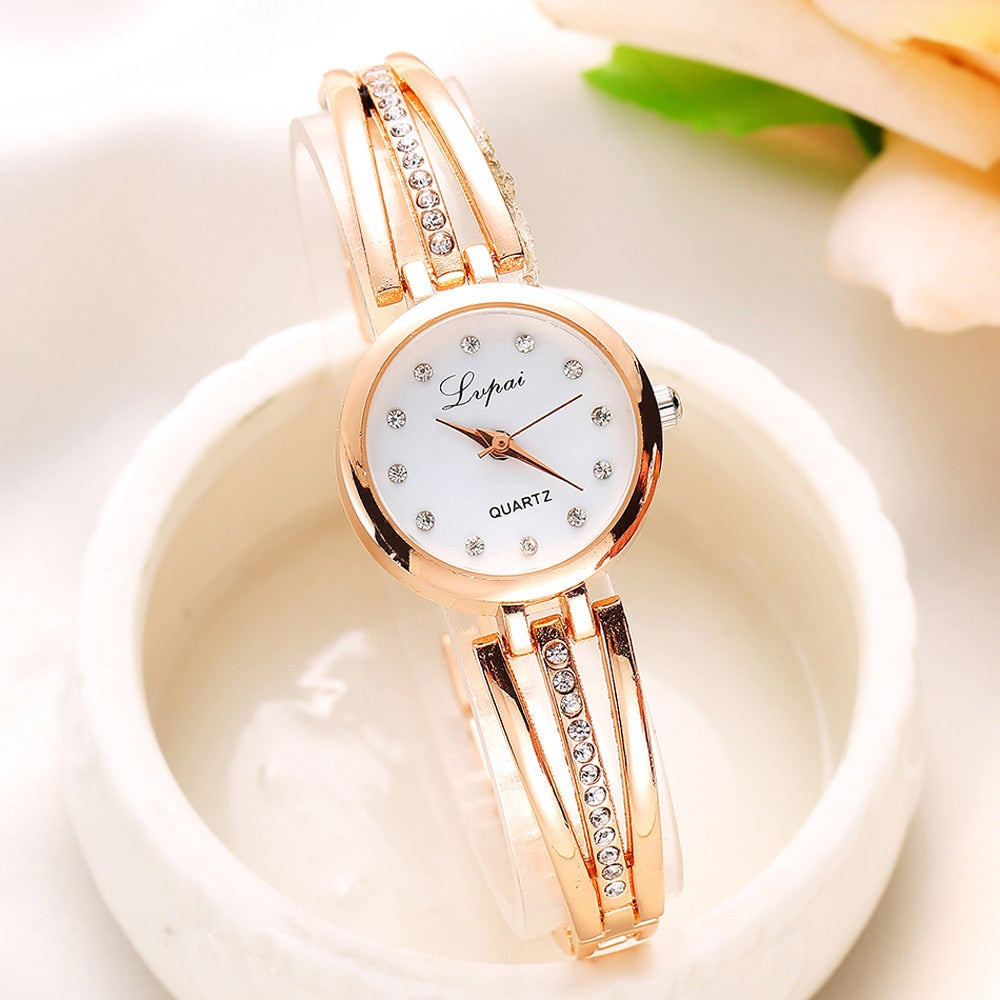 Stainless Steel Luxury Rhinestone Quartz Watch