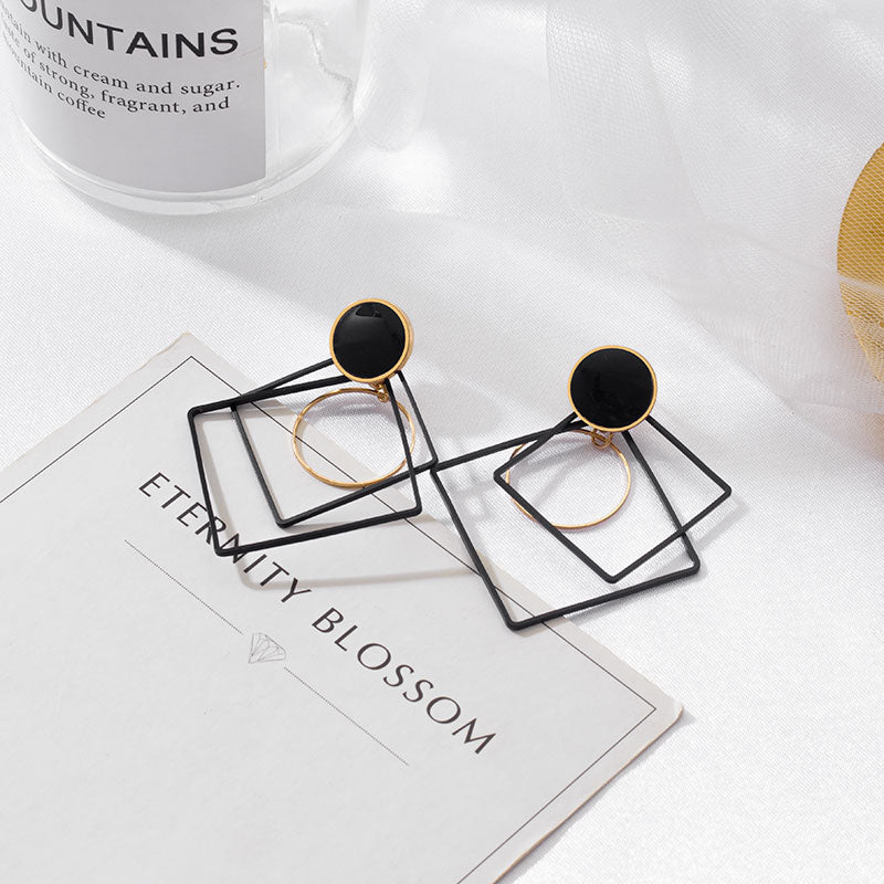 Black Cute Acrylic Geometric Drop Earrings