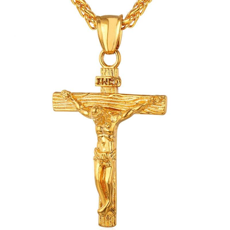 INRI Crucifix Jesus Piece Cross Necklace