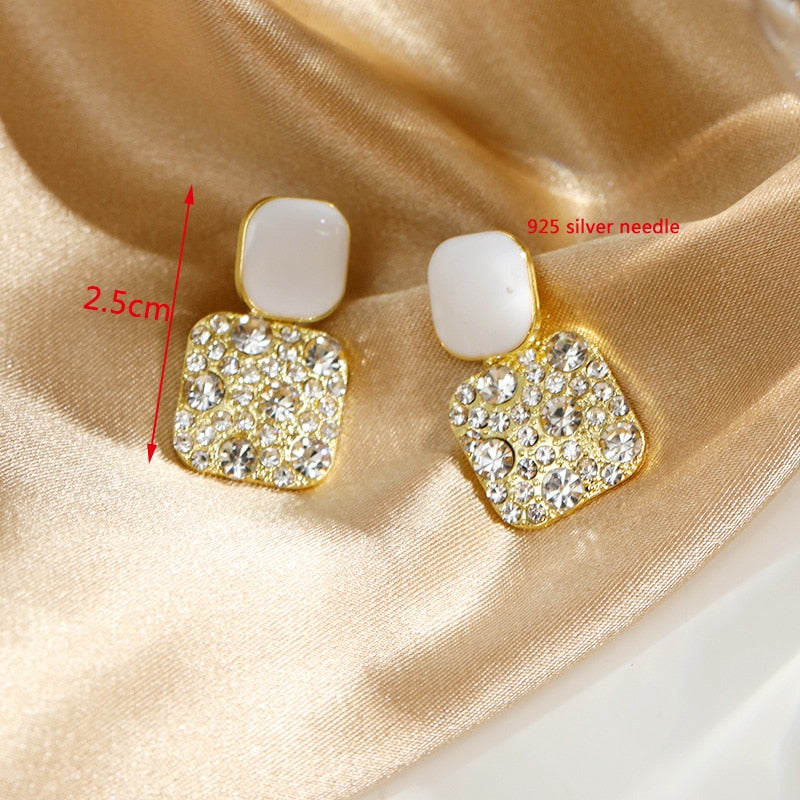 White Theme Drop Earrings