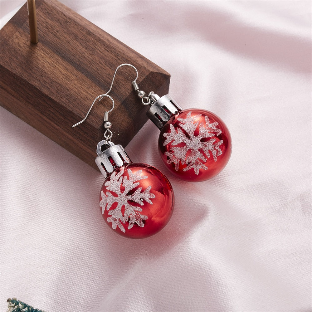 Resin Snowflake Star Light Ball Christmas Earrings