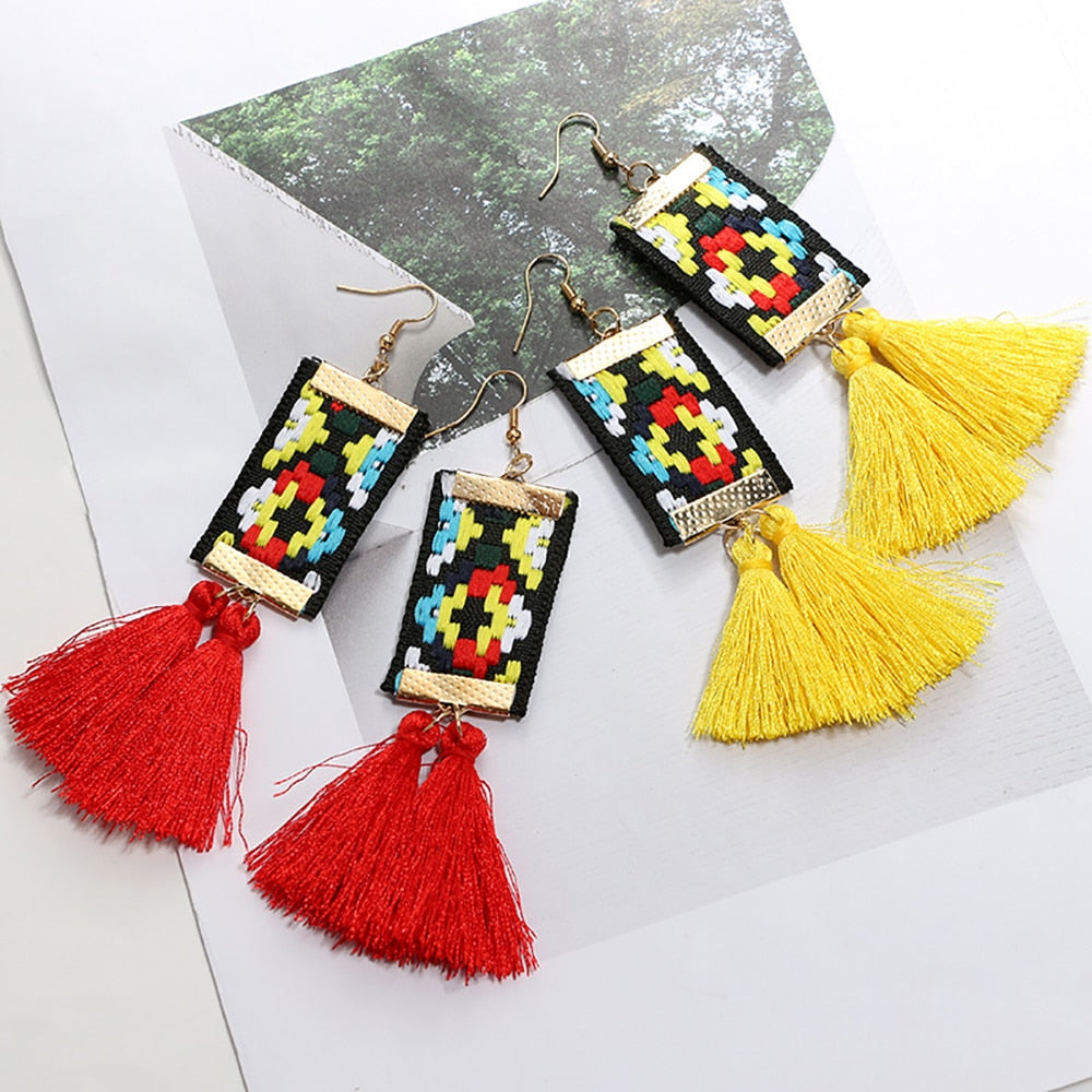 Ethnic Square Earrings